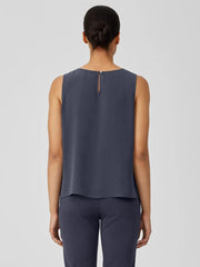 Eileen Fisher Tanks & Camis | Silk Georgette Crepe Jewel Neck Tank Ocean - Women