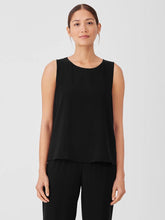 Eileen Fisher Tanks & Camis | Silk Georgette Crepe Round Neck Tank Black - Women