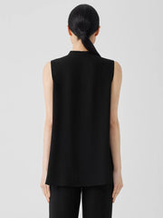 Eileen Fisher Tanks & Camis | Silk Georgette Crepe Sleeveless Shirt Black - Women