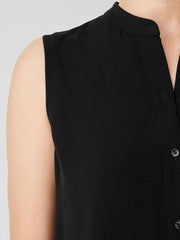 Eileen Fisher Tanks & Camis | Silk Georgette Crepe Sleeveless Shirt Black - Women