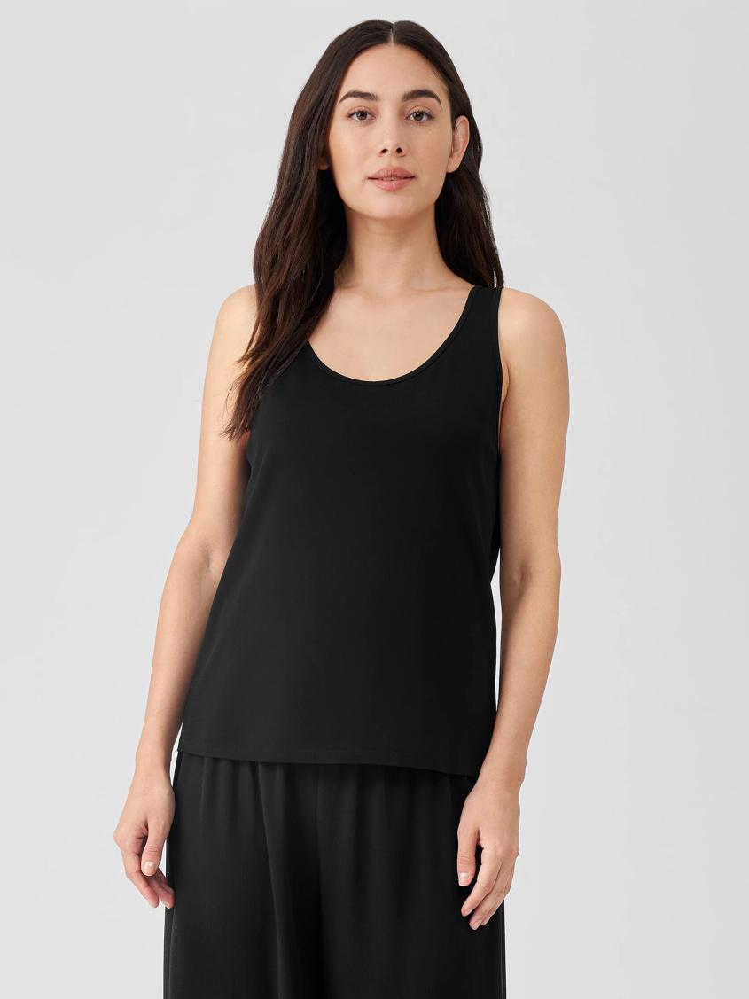 Eileen Fisher Tanks & Camis | Stretch Silk Jersey Scoop Neck Tank Black - Women