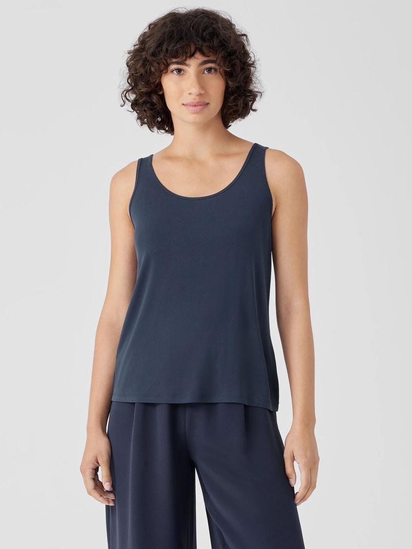 Eileen Fisher Tanks & Camis | Stretch Silk Jersey Scoop Neck Tank Ocean - Women