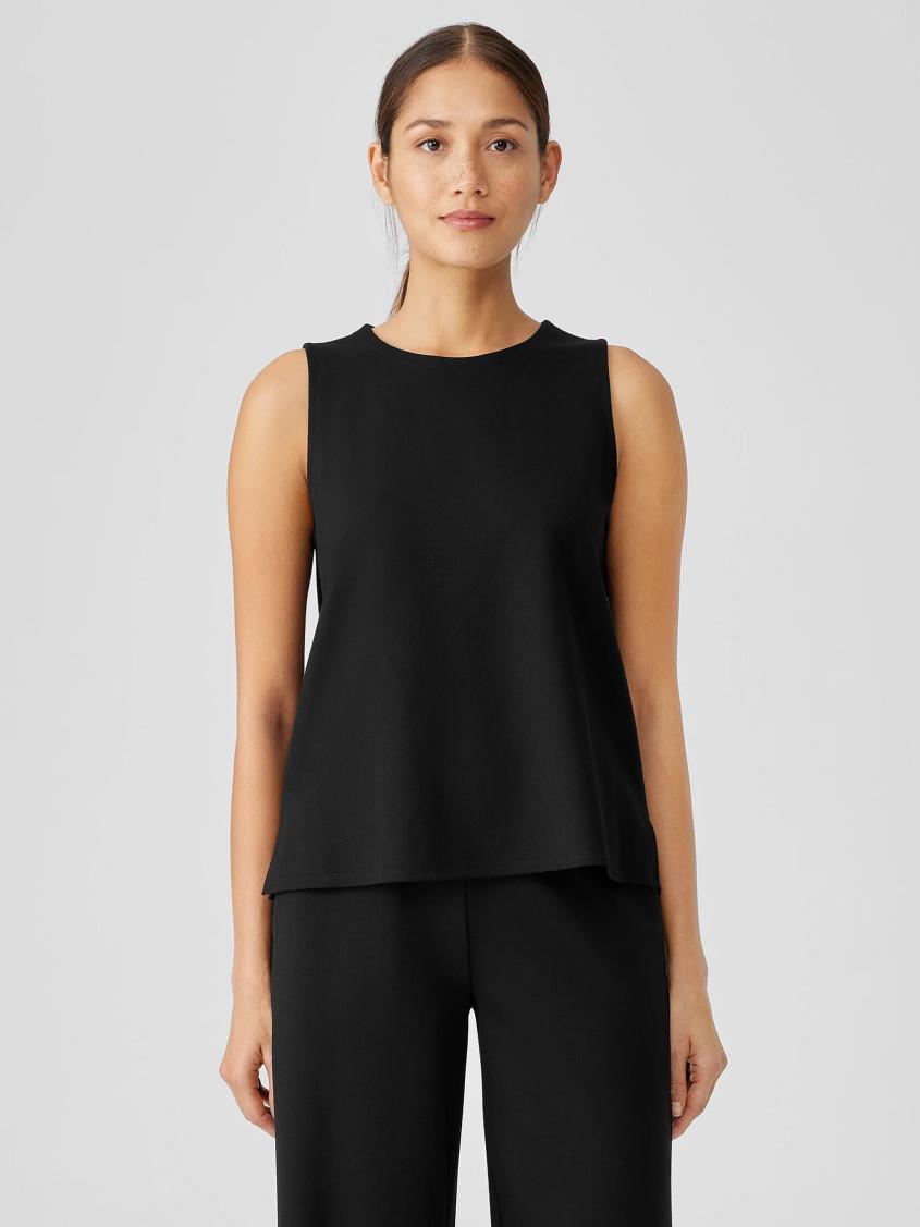 Eileen Fisher Tanks & Camis | Washable Flex Ponte Round Neck Tank Black - Women