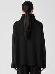 Eileen Fisher Tops & Tees | Cozy Brushed Terry Funnel Hug Neck Box-Top Black - Women