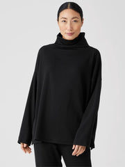 Eileen Fisher Tops & Tees | Cozy Brushed Terry Funnel Hug Neck Box-Top Black - Women