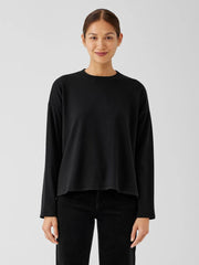 Eileen Fisher Tops & Tees | Cozy Brushed Terry Hug Box-Top Black - Women