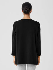 Eileen Fisher Tops & Tees | Cozy Brushed Terry Hug Crew Neck Long Top Black - Women