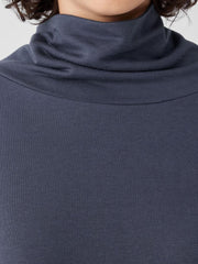 Eileen Fisher Tops & Tees | Cozy Brushed Terry Hug Funnel Neck Long Top Ocean - Women