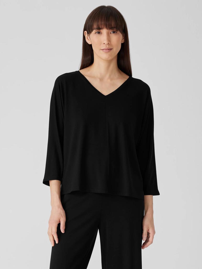 Eileen Fisher Tops & Tees | Fine Jersey Dolman-Sleeve Top Black - Women
