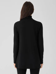 Eileen Fisher Tops & Tees | Fine Jersey Scrunch Neck Long Top Black - Women