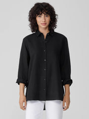Eileen Fisher Tops & Tees | Handkerchief Linen Classic Collar Shirt Black - Women