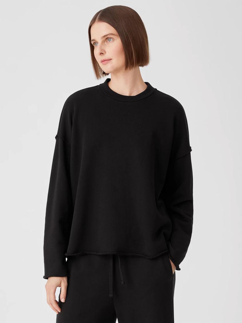 Eileen Fisher Tops & Tees | Organic Cotton French Terry Box-Top Black - Women