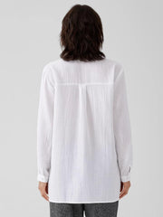 Eileen Fisher Tops & Tees | Organic Cotton Ripple Classic Collar Shirt White - Women