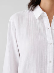 Eileen Fisher Tops & Tees | Organic Cotton Ripple Classic Collar Shirt White - Women