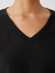 Eileen Fisher Tops & Tees | Organic Cotton Slub V-Neck Top Black - Women
