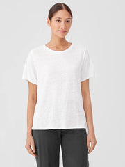 Eileen Fisher Tops & Tees | Organic Linen Jersey Crew Neck Tee White - Women