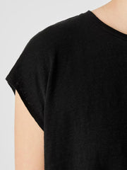 Eileen Fisher Tops & Tees | Organic Linen Jersey Shirred-Back Top Black - Women