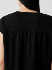 Eileen Fisher Tops & Tees | Organic Linen Jersey Shirred-Back Top Black - Women