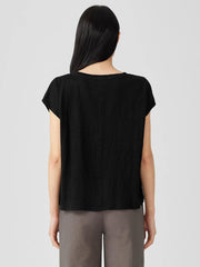 Eileen Fisher Tops & Tees | Organic Linen Jersey V-Neck Tee Black - Women
