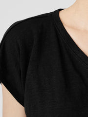 Eileen Fisher Tops & Tees | Organic Linen Jersey V-Neck Tee Black - Women