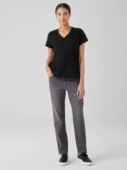 Eileen Fisher Tops & Tees | Organic Pima Cotton Jersey V-Neck Tee Black - Women
