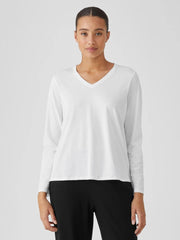 Eileen Fisher Tops & Tees | Organic Pima Cotton Jersey V-Neck Top White - Women
