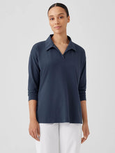Eileen Fisher Tops & Tees | Pima Cotton Stretch Jersey Classic Collar Top Ocean - Women