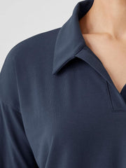 Eileen Fisher Tops & Tees | Pima Cotton Stretch Jersey Classic Collar Top Ocean - Women