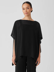 Eileen Fisher Tops & Tees | Sheer Silk Georgette Long Poncho Black - Women
