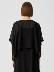 Eileen Fisher Tops & Tees | Sheer Silk Georgette Poncho Black - Women