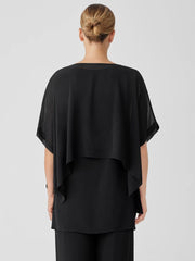Eileen Fisher Tops & Tees | Sheer Silk Georgette Poncho Black - Women