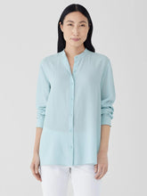 Eileen Fisher Tops & Tees | Silk Georgette Crepe Band Collar Shirt Clearwater - Women