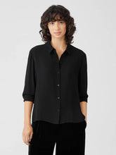 Eileen Fisher Tops & Tees | Silk Georgette Crepe Classic Collar Shirt Black - Women