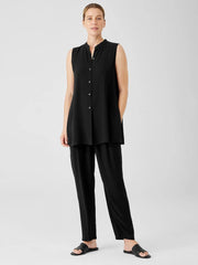 Eileen Fisher Tops & Tees | Silk Georgette Crepe Sleeveless Shirt Black - Women