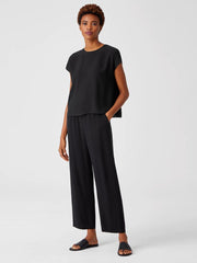 Eileen Fisher Tops & Tees | Silk Georgette Crepe Square Top Black - Women