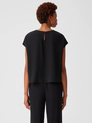 Eileen Fisher Tops & Tees | Silk Georgette Crepe Square Top Black - Women