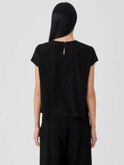 Eileen Fisher Tops & Tees | Silk Georgette Crepe Square Top Black - Women