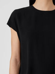 Eileen Fisher Tops & Tees | Silk Georgette Crepe Square Top Black - Women