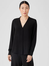 Eileen Fisher Tops & Tees | Silk Georgette Crepe V-Neck Shirt Black - Women