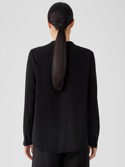 Eileen Fisher Tops & Tees | Silk Georgette Crepe V-Neck Shirt Black - Women