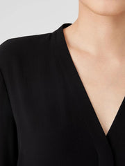 Eileen Fisher Tops & Tees | Silk Georgette Crepe V-Neck Shirt Black - Women