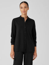 Eileen Fisher Tops & Tees | Stretch Jersey Knit Band Collar Shirt Black - Women