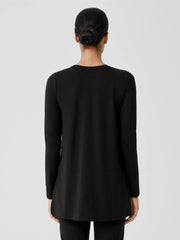 Eileen Fisher Tops & Tees | Stretch Jersey Knit Crew Neck Long Top Black - Women
