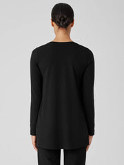 Eileen Fisher Tops & Tees | Stretch Jersey Knit V-Neck Long Top Black - Women