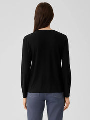 Eileen Fisher Tops & Tees | Stretch Silk Jersey Crew Neck Top Black - Women