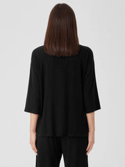 Eileen Fisher Tops & Tees | Variegated Rib Knit Crew Neck Long Top Black - Women