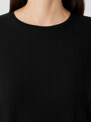 Eileen Fisher Tops & Tees | Variegated Rib Knit Crew Neck Long Top Black - Women