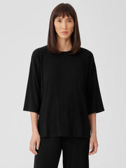 Eileen Fisher Tops & Tees | Variegated Rib Knit Crew Neck Long Top Black - Women