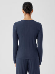 Eileen Fisher Tops & Tees | Variegated Rib Knit Crew Neck Top Ocean - Women
