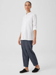 Eileen Fisher Tops & Tees | Washed Organic Cotton Poplin Band Collar Shirt White - Women